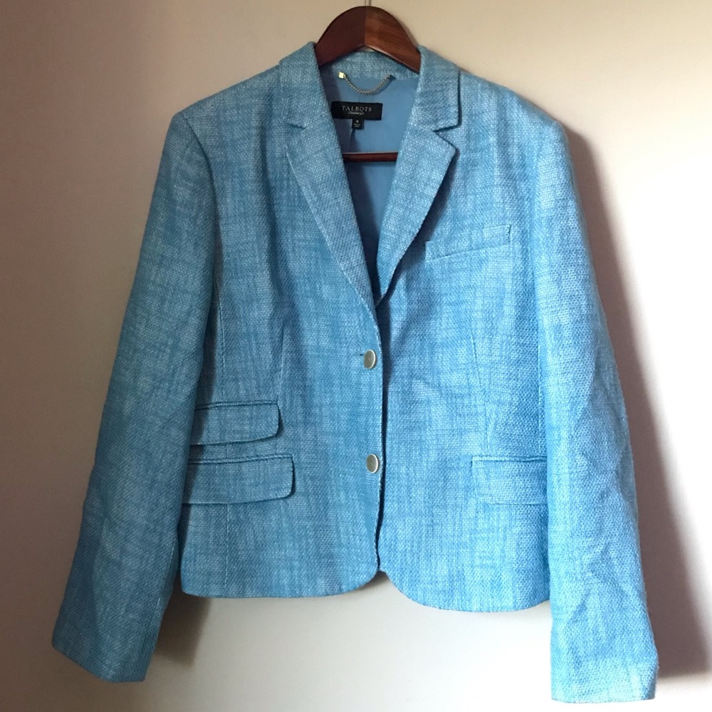 Talbots Light Blue Tweed Blazer